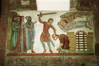 Tăierea Capului Sfântului Ioan Botezătorul - frescă medievală