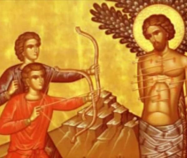 Troparul Sfântului Mucenic Sebastian (în limba greacă)