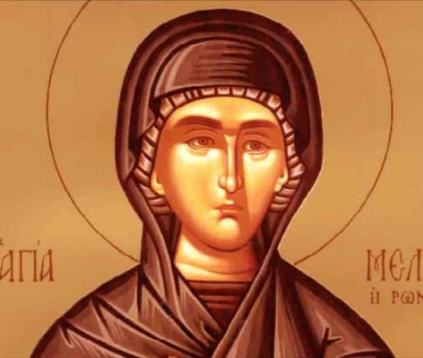 Troparul Sfintei Cuvioase Melania Romana (în limba greacă)