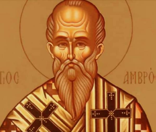 Troparul Sfântului Ierarh Ambrozie, Episcopul Mediolanului (în limba greacă)