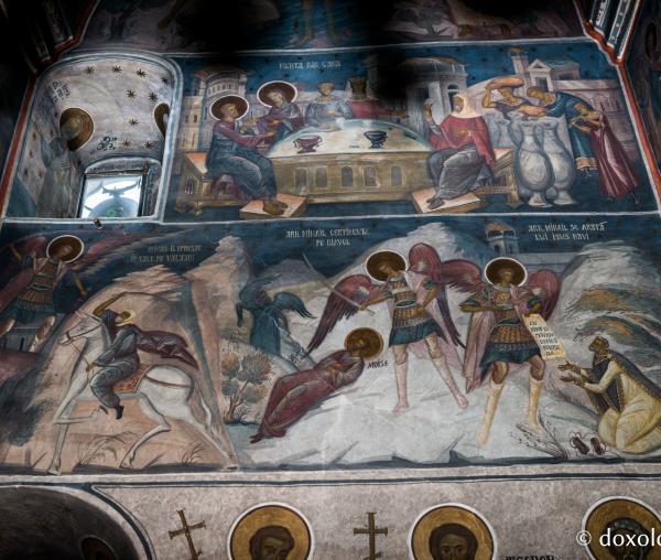 (Foto) Acatistul Sfântului Arhanghel Mihail – fresce din Biserica „Sfântul Haralambie”, Flămânda din Bucureşti