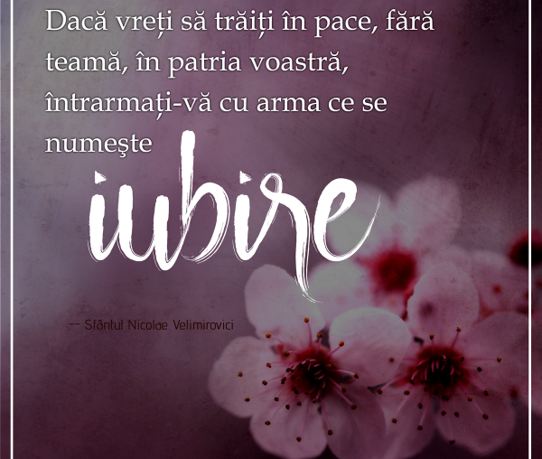 Dacă vreţi să trăiţi în pace, fără teamă, în patria voastră, întrarmaţi-vă cu arma ce se numeşte iubire