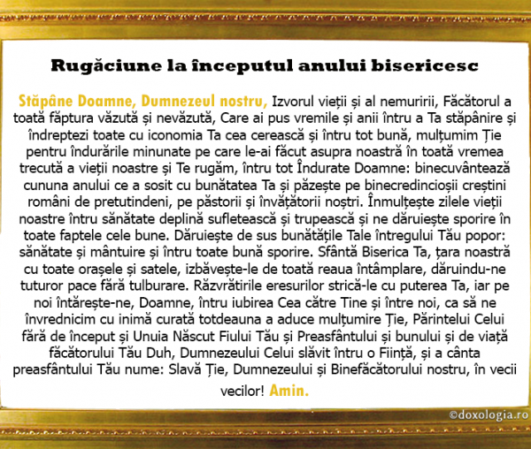 Rugăciune la începutul anului bisericesc