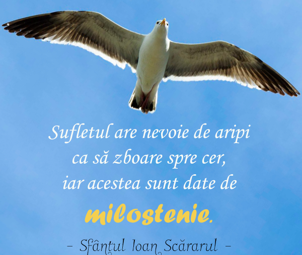 Sufletul are nevoie de aripi ca să zboare spre cer, iar acestea sunt date de milostenie