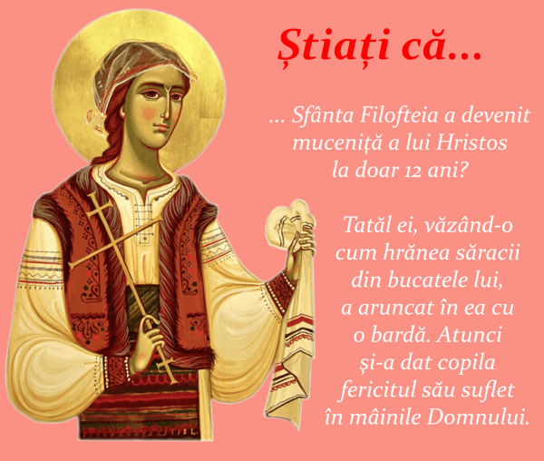 Știați că Sfânta Filofteia a devenit muceniță a lui Hristos la doar 12 ani?