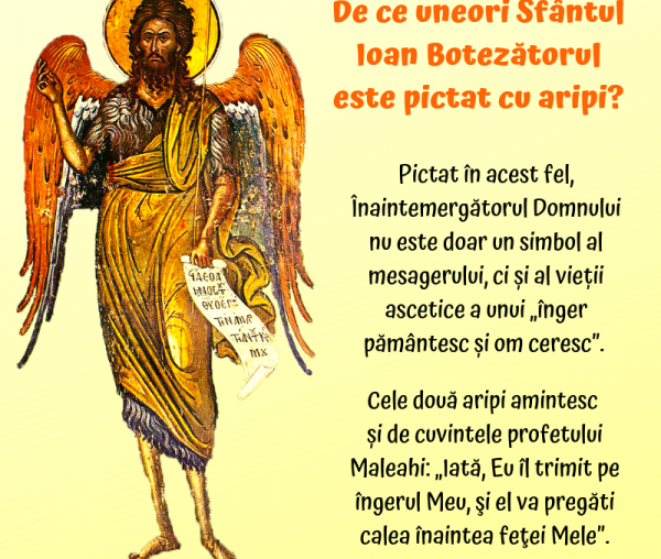 De ce uneori Sfântul Ioan Botezătorul este pictat cu aripi?