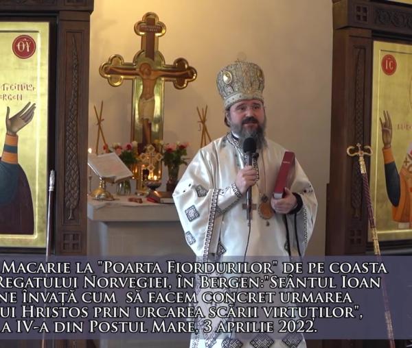 (Video) „Sfântul Ioan Scărarul ne învață cum să facem concret urmarea urmarea lui Hristos prin urcarea scării virtuților" – PS Macarie