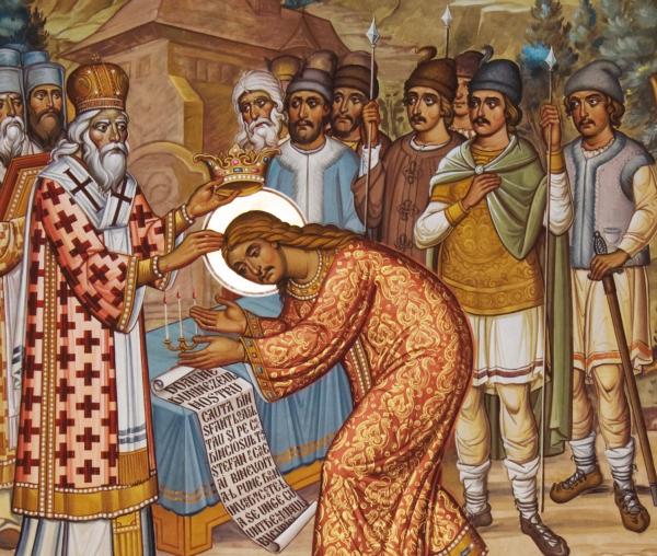 Ungerea Sfântului Voievod Ștefan cel Mare ca domn de către Mitropolitul Teoctist I al Moldovei şi Sucevei