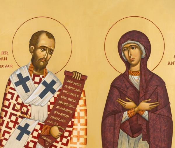 Sfântul Ierarh Ioan Gură de Aur, Arhiepiscopul Constantinopolului, și mama sa, Sfânta Antuza
