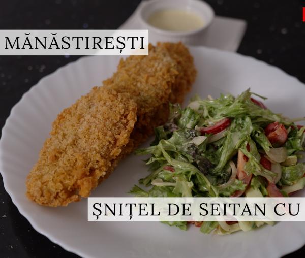 (Video) Șnițele din seitan cu salată și dressing vegetarian – rețeta părintelui Silvan