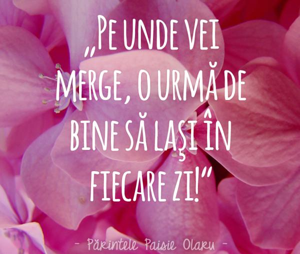 Pe unde vei merge, o urmă de bine să lași în fiecare zi!