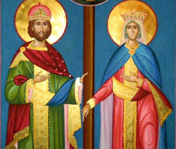 Sfinții Împărați, întocmai cu apostolii, Constantin și mama sa, Elena