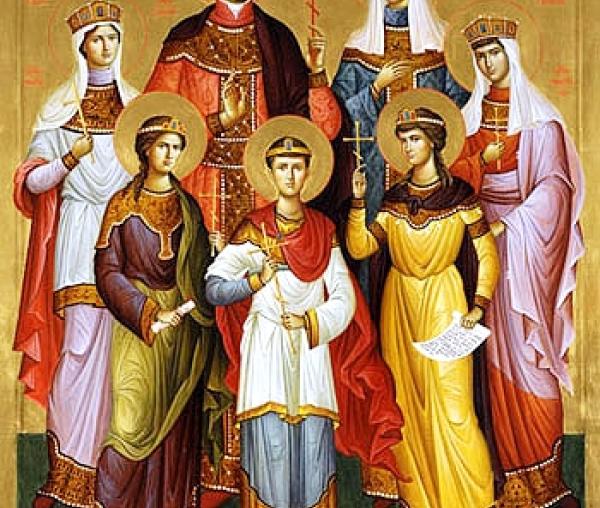 Sfinții Țari Mucenici Romanov: Nicolae și Alexandra și fiii lor Olga, Tatiana, Maria, Anastasia și Alexei