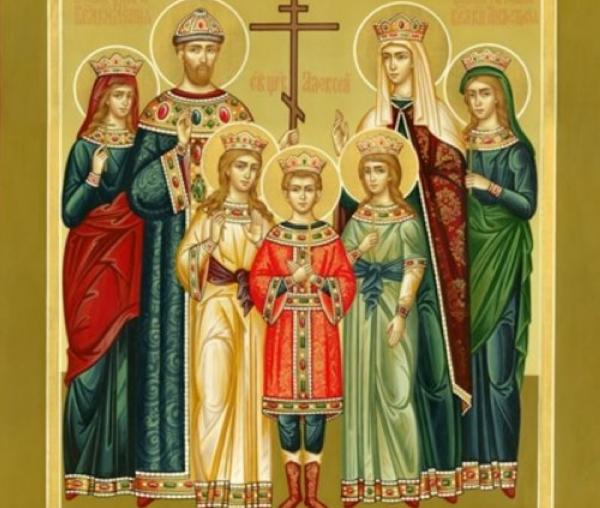 Sfinții Țari Mucenici Romanov: Nicolae și Alexandra și fiii lor Olga, Tatiana, Maria, Anastasia și Alexei