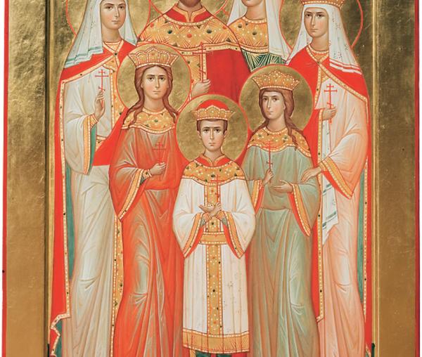 Sfinții Țari Mucenici Romanov: Nicolae și Alexandra și fiii lor Olga, Tatiana, Maria, Anastasia și Alexei