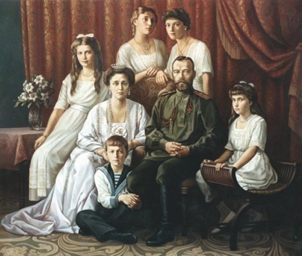Sfinții Țari Mucenici Romanov: Nicolae și Alexandra și fiii lor Olga, Tatiana, Maria, Anastasia și Alexei