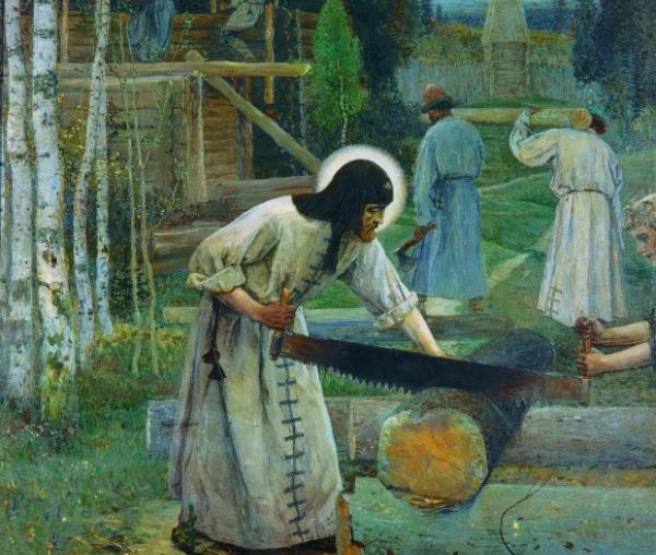 Sfântul Serghie de Radonej la ascultare - Nesterov