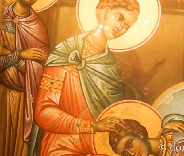 Sfântul Dimitrie binecuvântand pe Sfântul Nestor