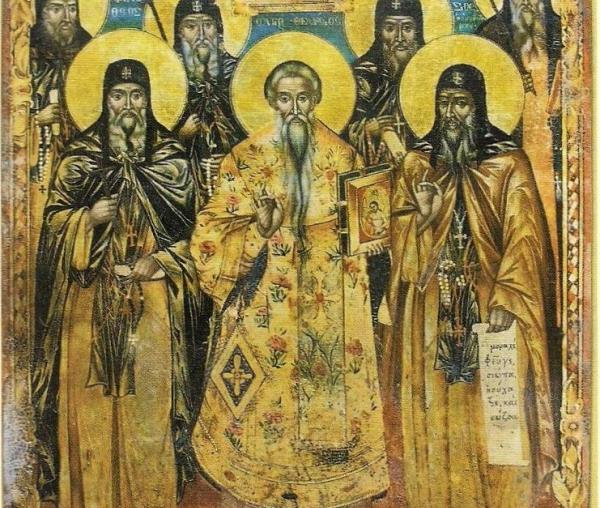 Sfântul Nou Mucenic Damian, împreună cu alţi Sfinţi Părinţi de la Mănăstirea Filotheou