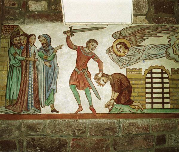 Tăierea Capului Sfântului Ioan Botezătorul - frescă medievală