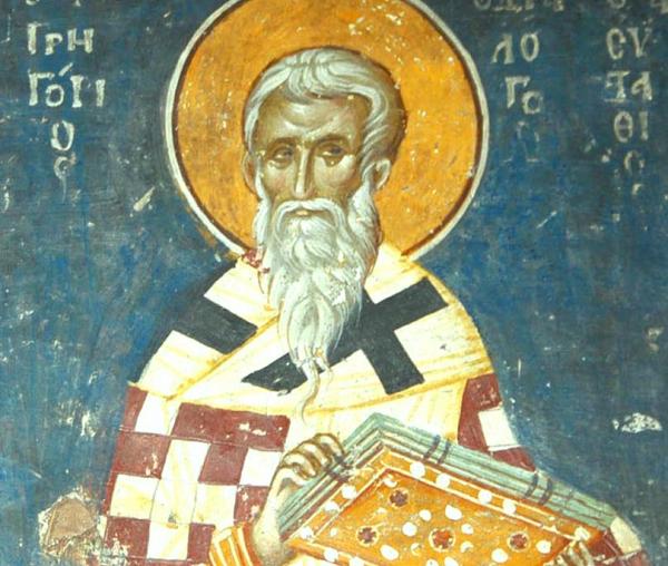 Sfântul Ierarh Grigorie Dialogul, Episcopul Romei - frescă din secolul al XV-lea - Biserica Sfântul Nicolae din Tesalonic