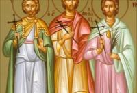 Troparul Sfinților Mucenici Levchie, Arian, Tirs și Calinic (în limba greacă)