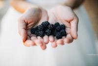 mireasă cu mure în mâini