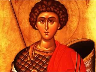 Troparul Sfântului Mare Mucenic Gheorghe, Purtătorul de biruință (în limba greacă)