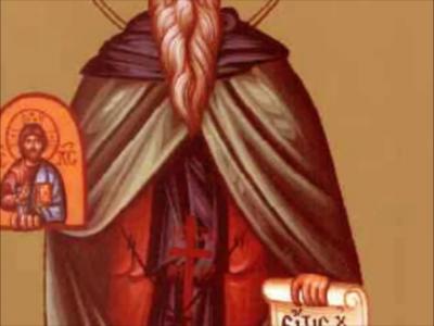 Troparul Sfântului Cuvios Mucenic Ștefan cel Nou (în limba greacă)