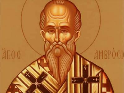 Troparul Sfântului Ierarh Ambrozie, Episcopul Mediolanului (în limba greacă) Troparul Sfântului Ierarh Ambrozie, Episcopul Mediolanului (în limba greacă)