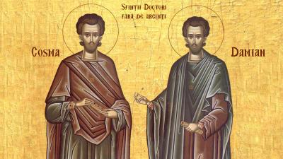 Troparul Sfinților doctori fără de arginți Cosma și Damian, din Asia