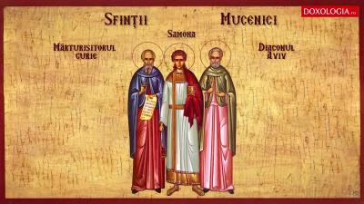 Troparul Sfinților Mucenici Samona, Aviv diaconul și Gurie Mărturisitorul