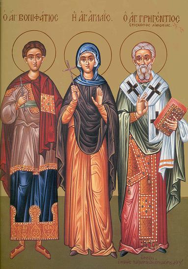 Sfântul Mucenic Bonifatie, Sfânta Cuvioasă Aglaia și Sfântul Cuvios Grichentie