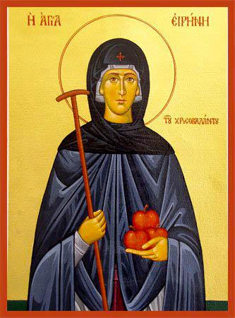 Sfânta Irina Hrisovalantou, care a primit mere din Rai