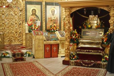 Părticele din moaştele Sfântului Grigorie Taumaturgul se găsesc în biserica închinată acestuia, din oraşul Moscova, Rusia Moaştele Sfântului Ierarh Grigorie Taumaturgul, Episcopul Neocezareii Pontului