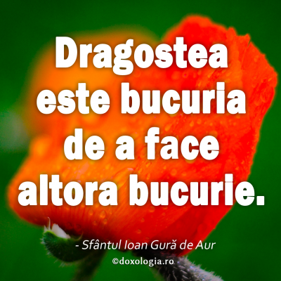 Dragostea este bucuria de a face altora bucurie