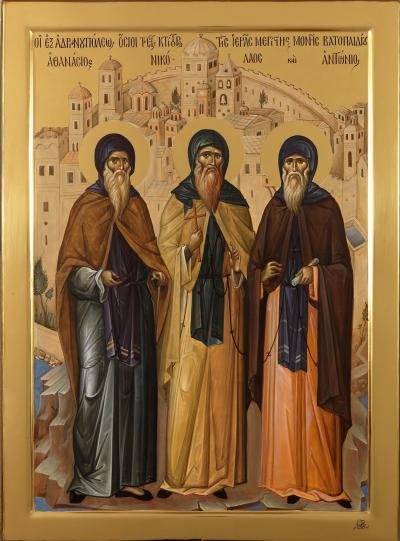 Sfinții Cuvioși Atanasie, Nicolae și Antonie, ctitorii Mănăstirii Vatoped